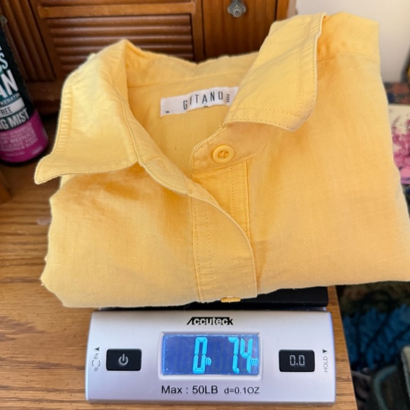 Vintage Gitano Casual Button Up Blouse No Size Linen? Short Sleeve Summer - Picture 9 of 9